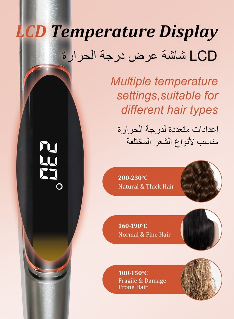 فوريول مكواة فرد وتجعيد الشعر 2 في 1، مكواة سيراميك مسطحة، تسخن حتى 230 درجة مئوية، مزودة بقفازات مقاومة للحرارة - Image 5